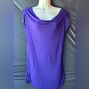 Worthington Purple Cowl Neck Cap Sleeve Top M